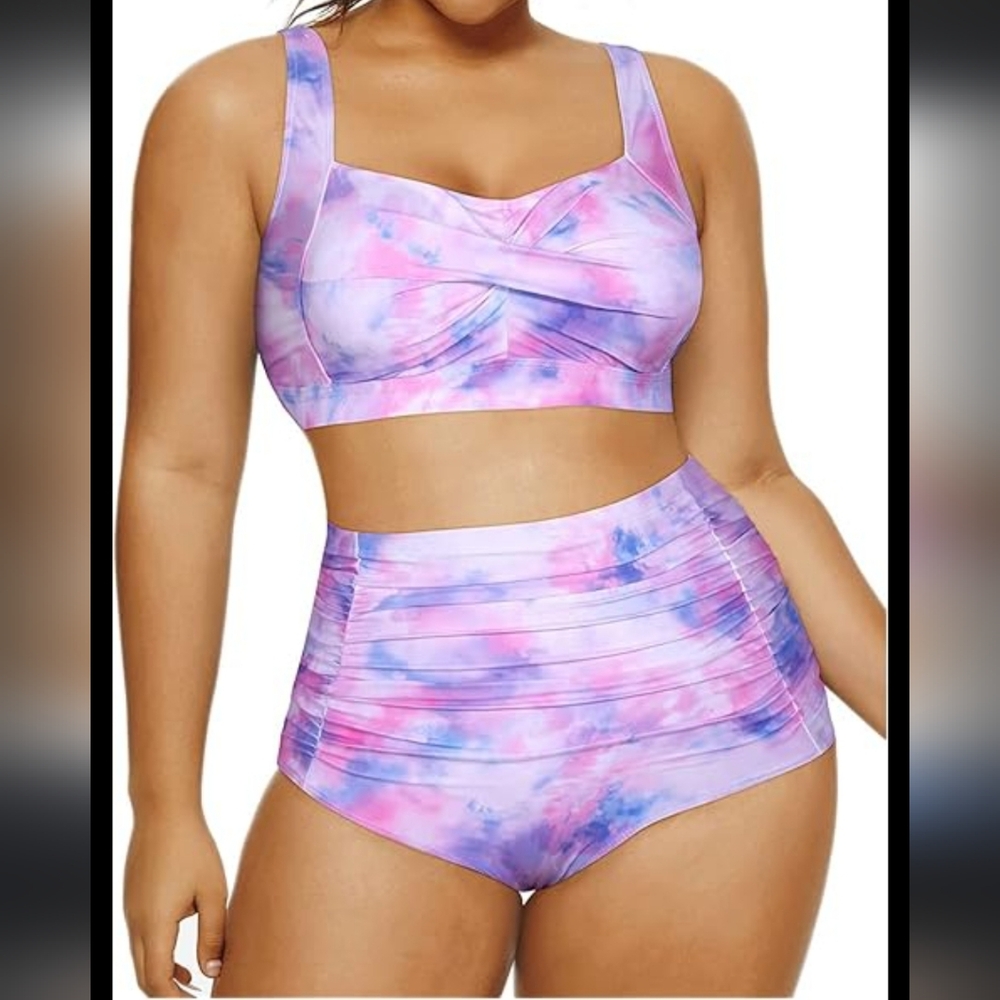 Women's, Pastel, Summer, Pool, Beach, Vacation 2 Piece High Waist Mulyi-Colored